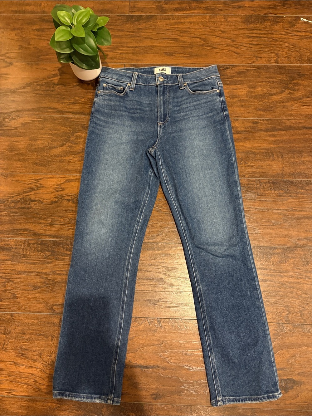 PAIGE Medium Blue Straight-Leg Cindy Jeans